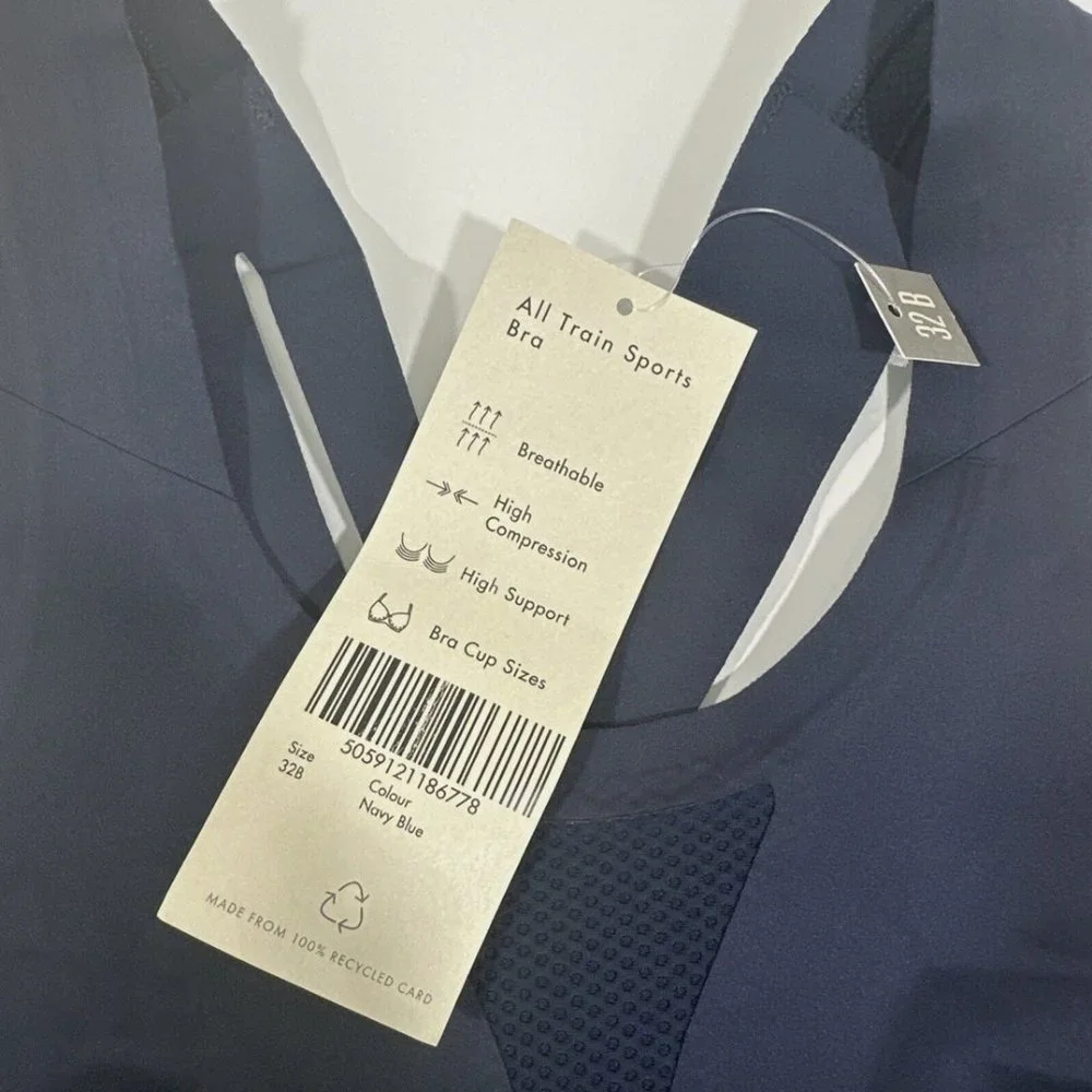 NWT $68 SWEATY BETTY [ XS‎ ] Power Medium Impact Sports Bra in Blue #5862